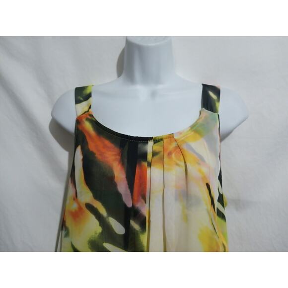 Frank Lyman Design Size 18 Sleeveless Yellow And Orange Print Shift Dress Midi - Picture 1 of 8